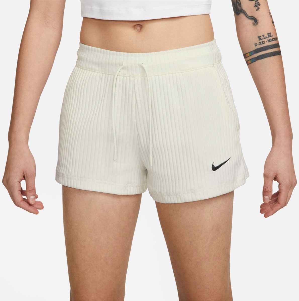 Nike Sportswear Ribbed Highwaist Shorts Dame Xl Hvid